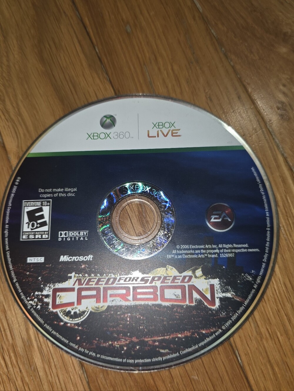 VINTAGE 2005 Microsoft Xbox 360 Need for Speed Carbon Black Disc